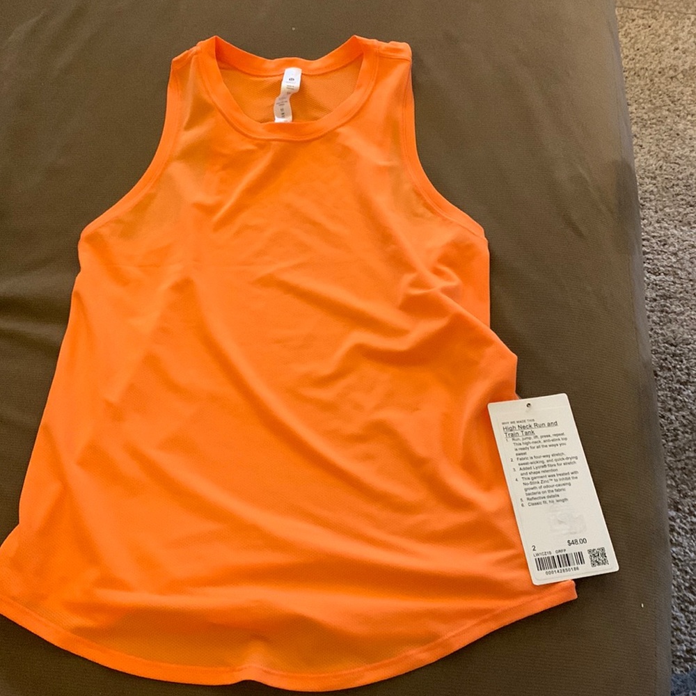 Lululemon high-neck run and train tank-orange